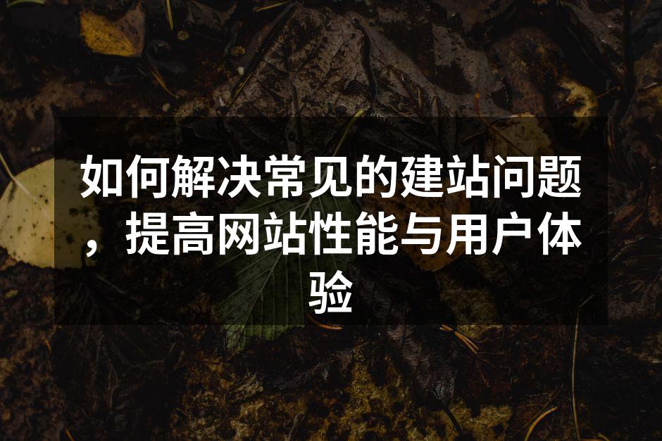 如何解决常见的建站问题，提高网站性能与用户体验